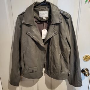 Lucky Brand grey faux leather moto jacket
